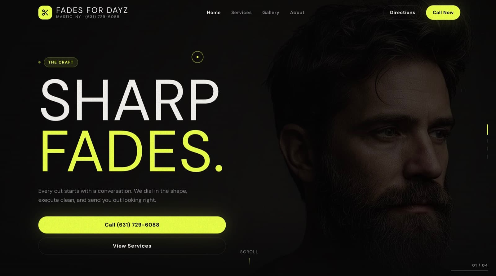 Homepage of the Fades For Dayz website — Barber & Grooming in Mastic, NY, built by York Coders