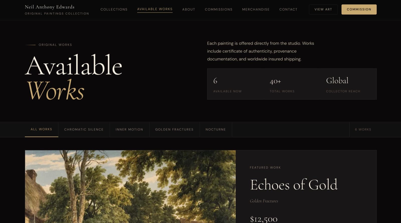 Homepage of the Neil Anthony Edwards website — Art & E-Commerce in Online, built by York Coders